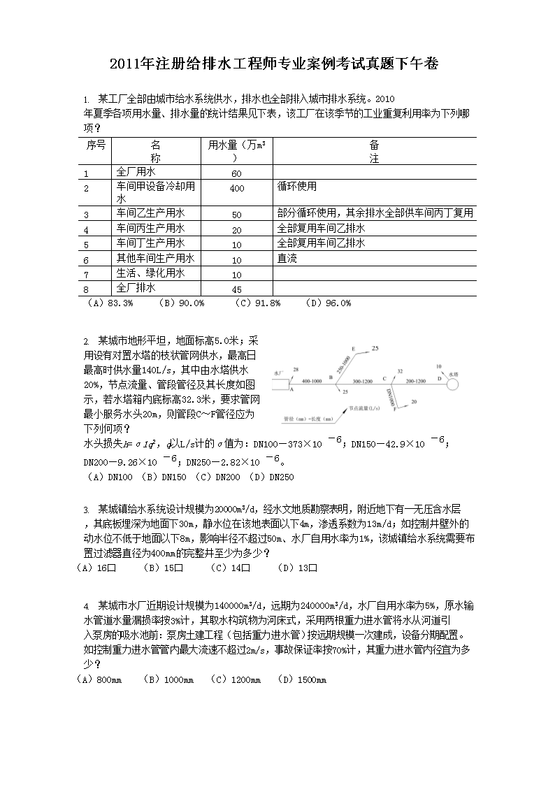 包含給排水結構工程師考試科目的詞條  第2張