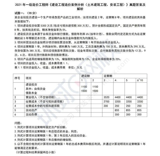 造價工程師考試真題及答案造價工程師考試真題下載  第1張